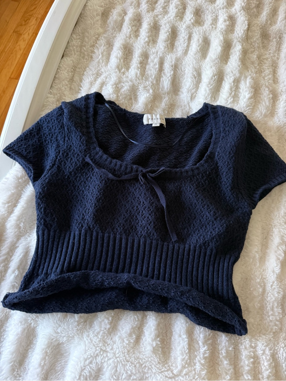 PacSun Navy Blue Short Sleeve Knit Crop Top